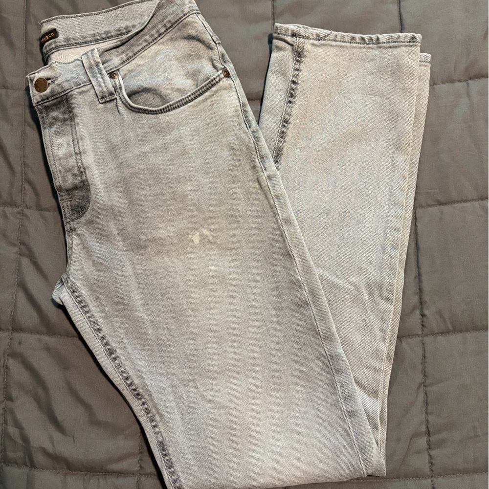 Nudie Jeans Grim Tim Pale Lead Men's Light Gray Slim Distressed 34 waist 34x34